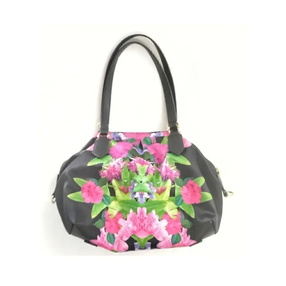 GIANNI BINI SILK FLORAL PRINT SATCHEL HANDBAG SHOULDER BAG FOR DILLARDS